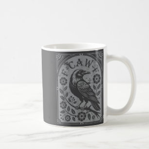 Caneca De Café Retro F-caw-f Flores de Corvo Preto Arte Passaro E