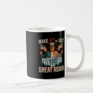 Caneca De Café Retro Faça 4 De Julho Grande Novamente Presidente