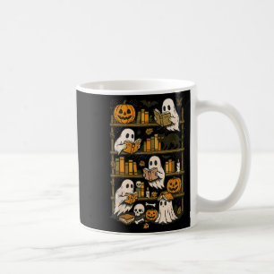 Caneca De Café Retro Fantasmas Lendo Livro de Halloween Spoo