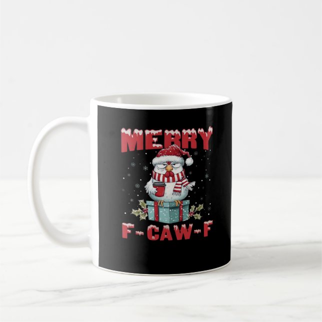 Caneca De Café Retro Feliz Natal F-Caw-F Frango (Esquerda)