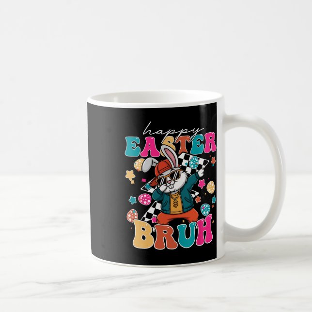 Caneca De Café Retro Felz pascoa Bruh Cute Bunny Dabbing Toddler (Direita)