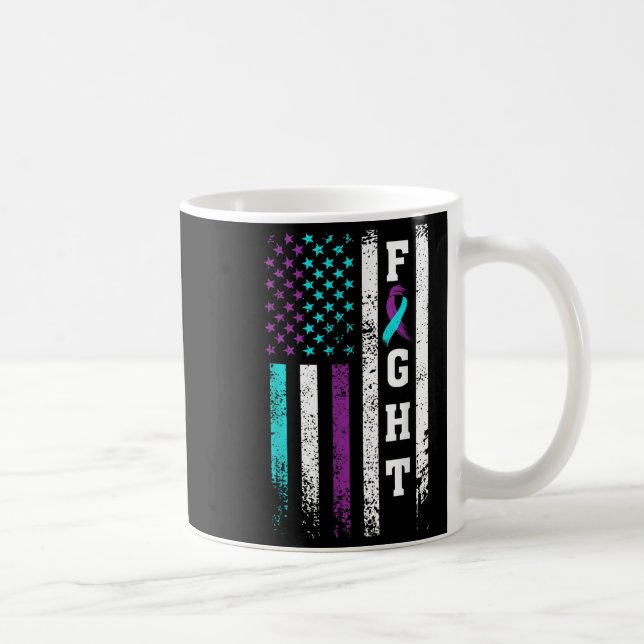 Caneca De Café Retro Fight Suicide Prevention Awareness Us Flag  (Direita)