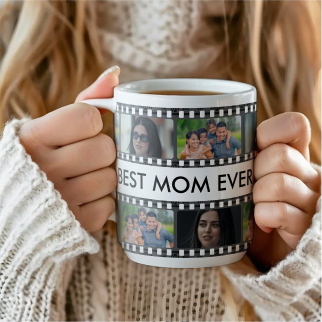 Caneca De Café Retro Film Strip Melhor Colagem de Fotografias da  (Retro Film Strip Best Mom Ever Photo Collage Coffee Mug
)
