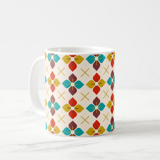 Caneca De Café Retro Floral (Frente Esquerda)