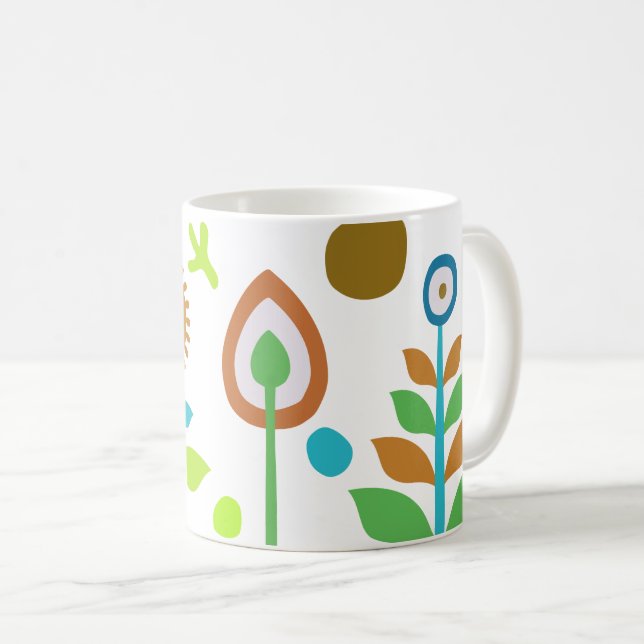 Caneca De Café Retro Floral (Frente Esquerda)