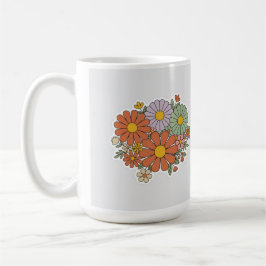 Caneca De Café Retro Floral Mug – Vintage Daisy & Wildflowers 