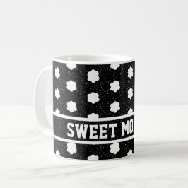 Caneca De Café Retro floral preto e branco moderno do meio século