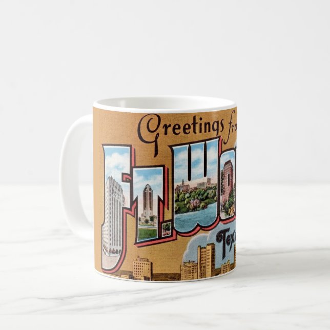 Caneca De Café Retro Fort Worth TX  (Frente Esquerda)
