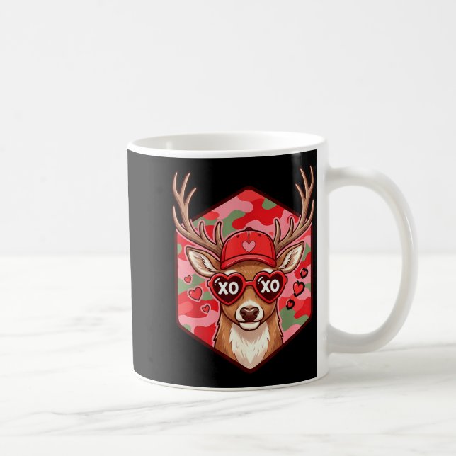 Caneca De Café Retro Funny Boys Valentines Day Hunting Deer Camo  (Direita)