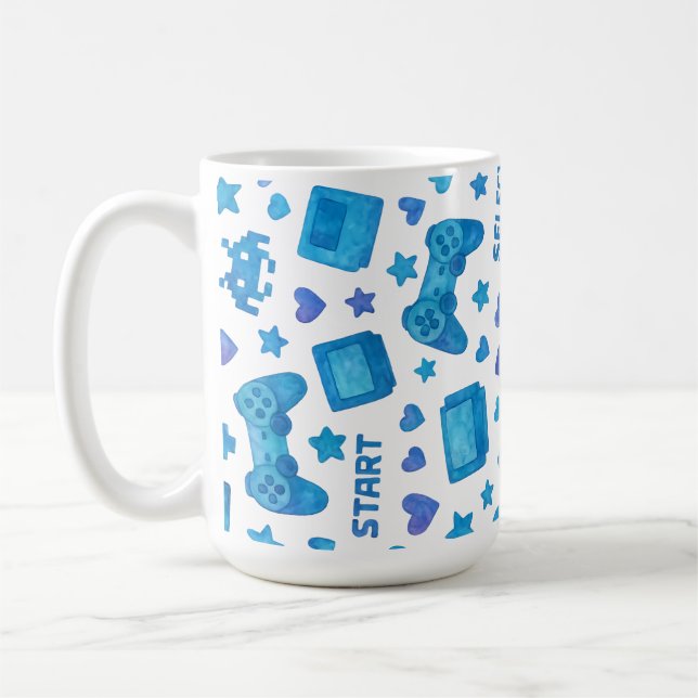 Caneca De Café Retro Gamer Mug - Controlador de Jogo Azul (Esquerda)