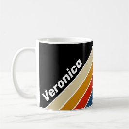 Caneca De Café Retro Gelo Listras de Arco-Íris com Nome