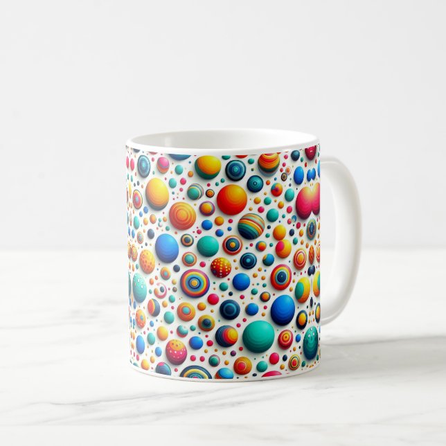 Caneca De Café Retro Geométrico abstrato Dots (Frente Esquerda)