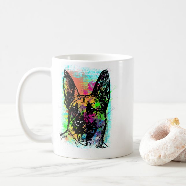 Caneca De Café Retro German Shepard (Com Donut)