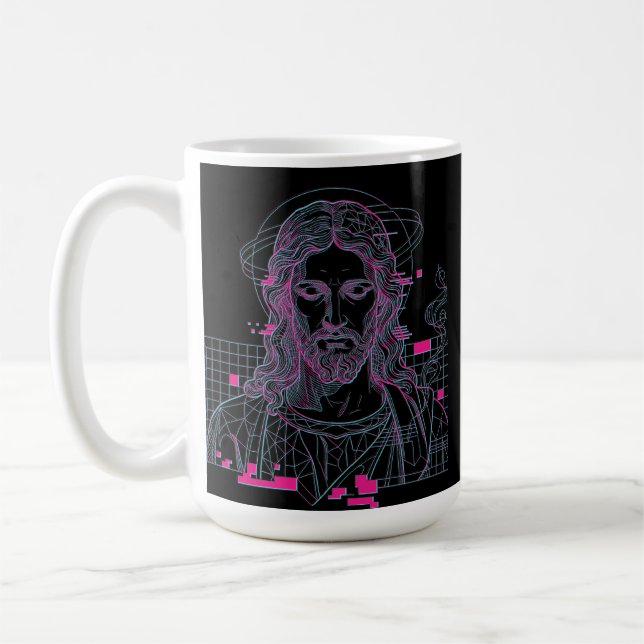 Caneca De Café Retro Grid Jesus Rei dos Reis Apocalipse 19:16 (Esquerda)