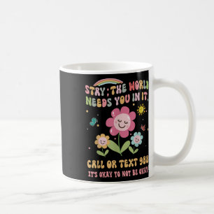 Caneca De Café Retro Groovy Keep World Precisa De 988 Suicídio An