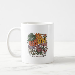 Caneca de Café Retro Grow With The Flow Boho Bot