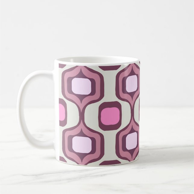 Caneca De Café Retro Hand Drawn Geometric Square Pattern Minimal  (Esquerda)