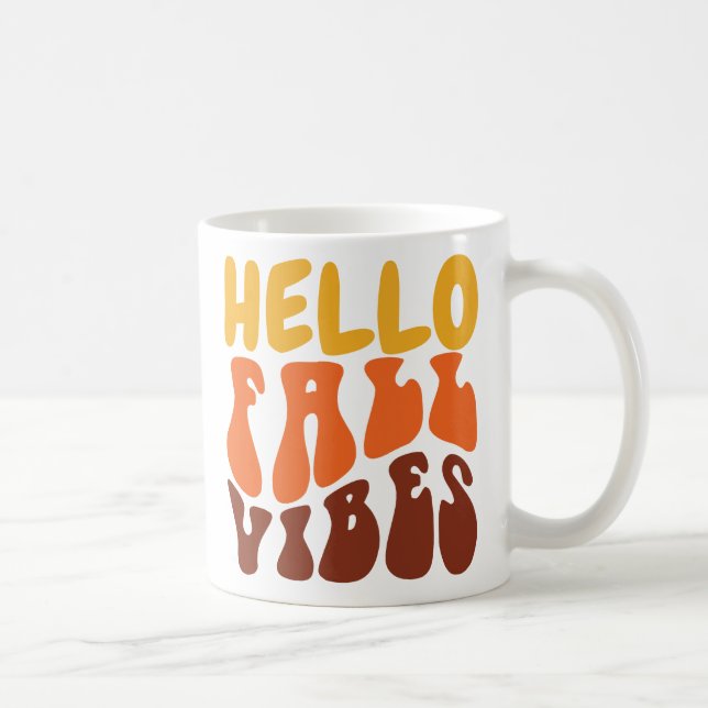 Caneca De Café Retro Hello Fall Vibes Pumpkin Spice Cozy Fall (Direita)