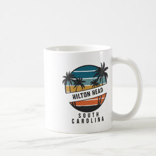 Caneca De Café Retro Hilton Head Carolina do Sul Prancha de Surfe