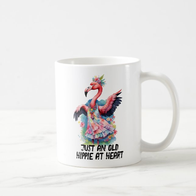 Caneca De Café Retrô Hippie na Criança Flamingo do Coração (Direita)