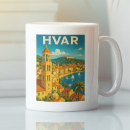 Caneca De Café Retro Hvar Croácia Adria Coast Viagem