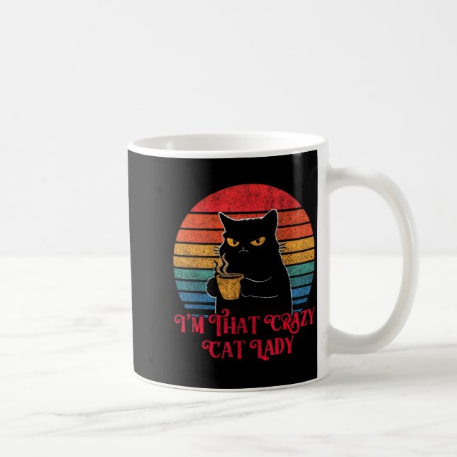 Caneca De Café Retro I'm That Crazy Cat Lady Cat Lover Quote Funn (Direita)