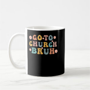 Caneca De Café Retro Ir À Igreja Bruh Meme Engraçado Igreja Jesus