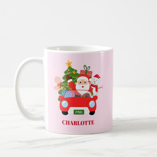 Caneca De Café Retro Jingle e Mingle Natal Papai Noel Vermelho (Esquerda)