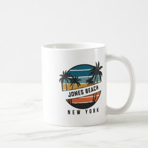 Caneca De Café Retro Jones Beach Nova York Prancha de Surfe Surfa