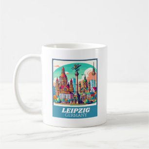 Caneca De Café Retro Leipzig Skyline