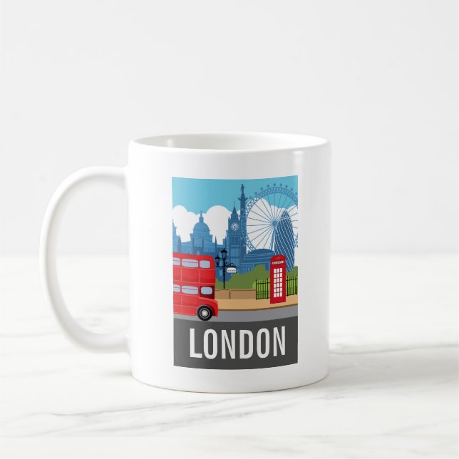 Caneca De Café Retro London Tea Iconic Landmarks (Esquerda)