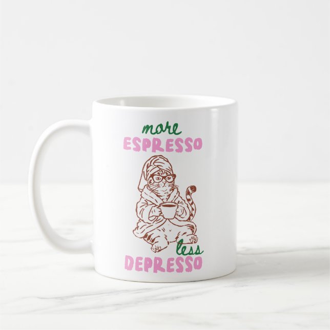 Caneca De Café Retro Mais Café Menos Desânimo Gato Café (Esquerda)