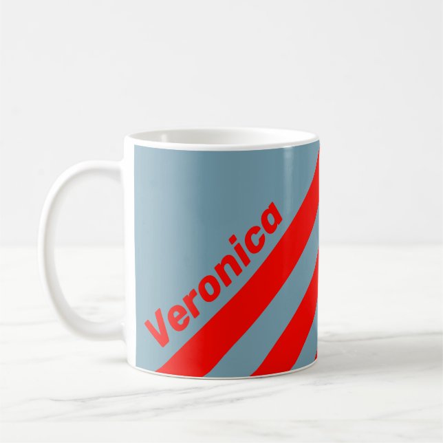 Caneca De Café Retro Mar Vermelho Três Listras com Nome (Esquerda)