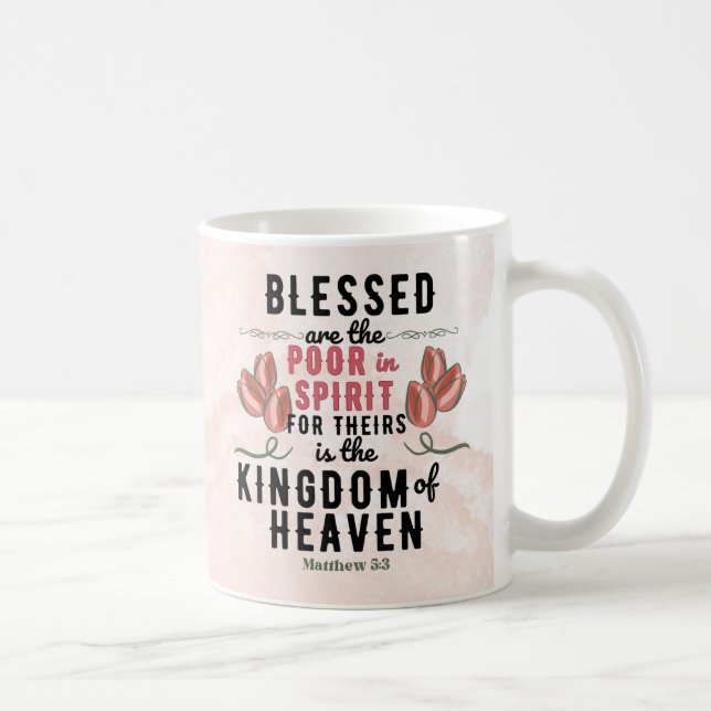 Caneca De Café Retro Matthew 5:3 Bíblia Verse Mug (Direita)