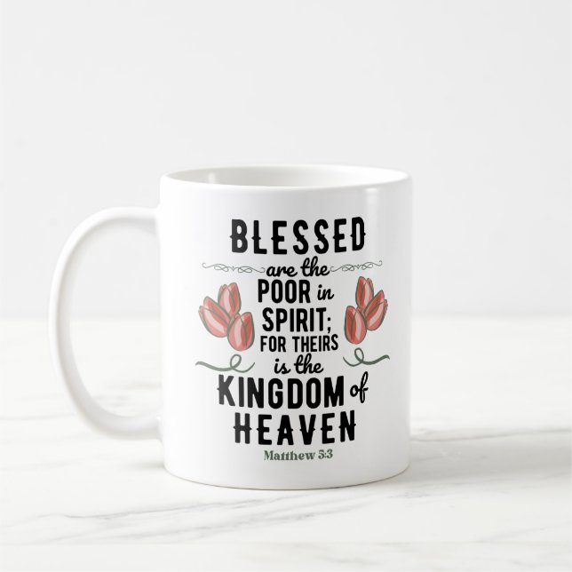 Caneca De Café Retro Matthew 5:3 Bíblia Verse Mug (Esquerda)