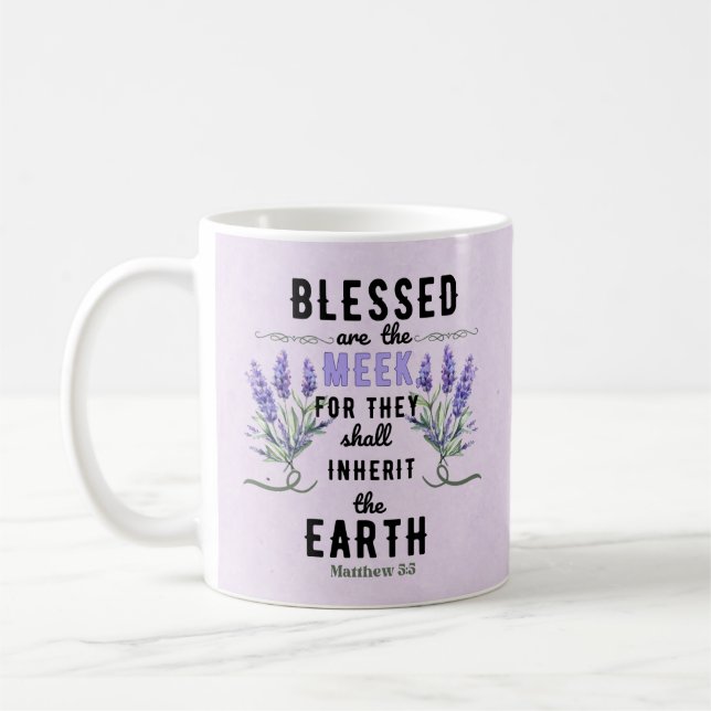 Caneca De Café Retro Matthew 5:5 Verso da Bíblia (Esquerda)