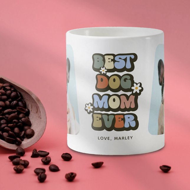 Caneca De Café Retro Melhor Mãe de Cachorro 2 Fotos (Criador carregado)