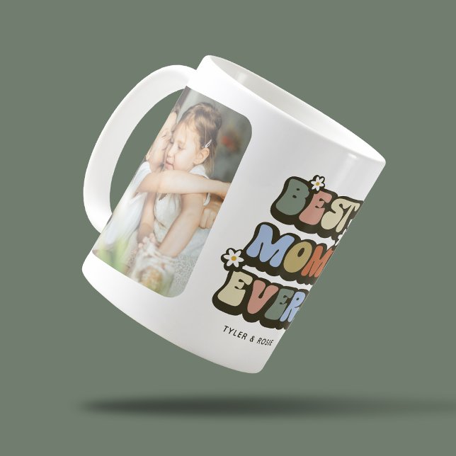 Caneca De Café Retro Melhor Mãe de Sempre 2 Fotos (Criador carregado)
