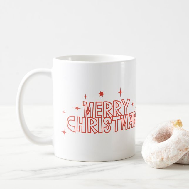 Caneca De Café Retro Merry Christmas Typography (Com Donut)