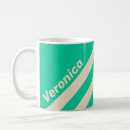 Caneca De Café Retro Mint Três Listras com Nome