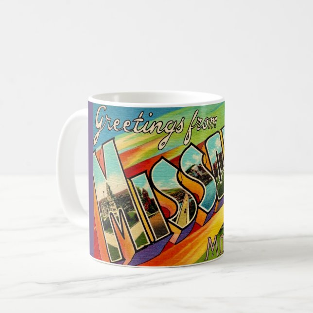 Caneca De Café Retro Missoula MT  (Frente Esquerda)