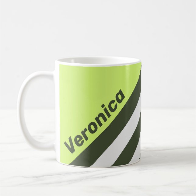 Caneca De Café Retro Moss Fade Listras com Nome (Esquerda)