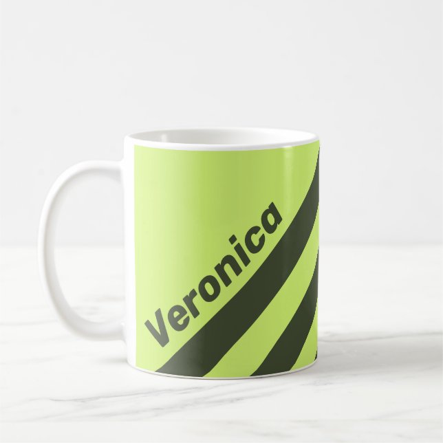 Caneca De Café Retro Moss Fade Três Listras com Nome (Esquerda)