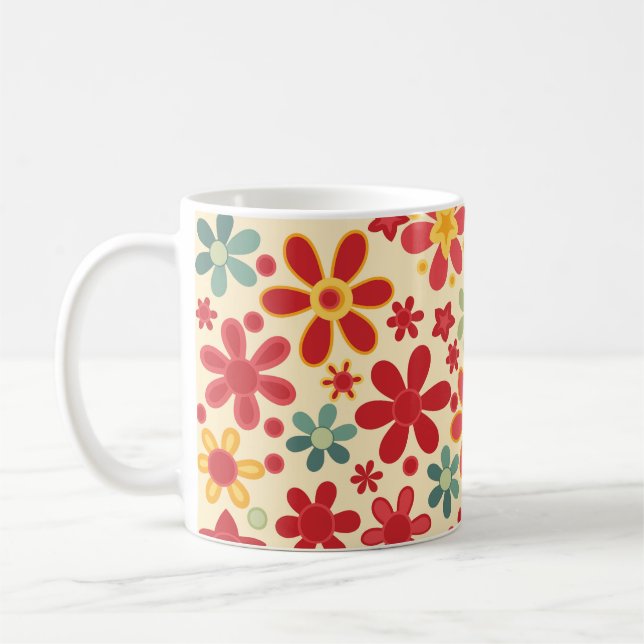 Caneca De Café Retro. Motivos florais (Esquerda)