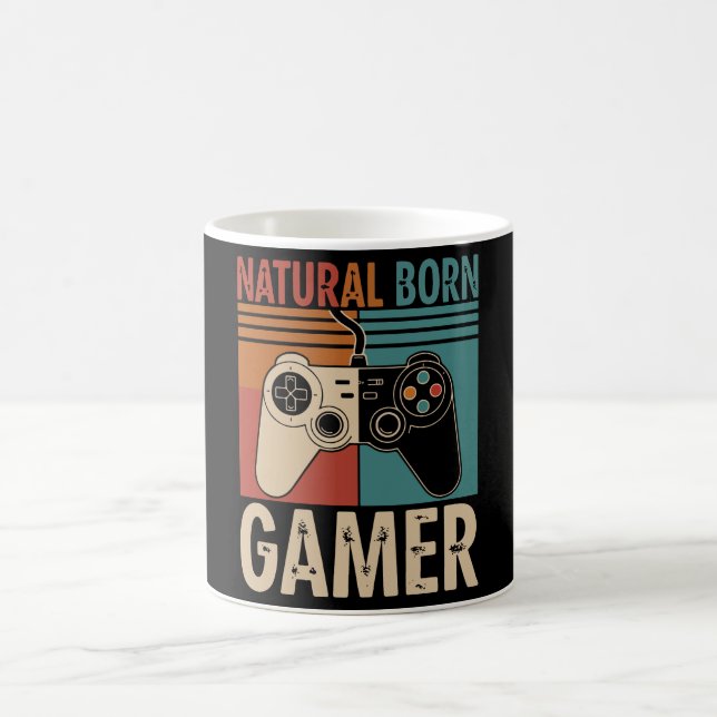 Caneca De Café Retro Natural Born Gamer Divertido (Centro)
