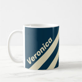 Caneca De Café Retro Navy Fade Três Listras com Nome