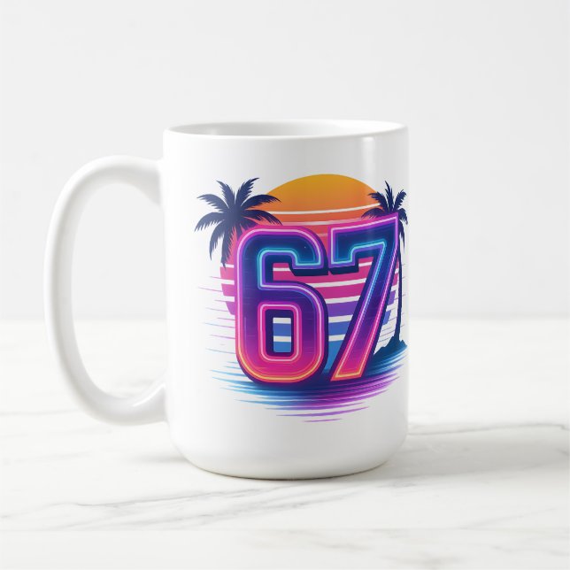Caneca De Café Retro Neon 67 Estética (Esquerda)