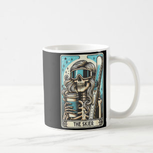 Caneca De Café Retro o esquiador cartão tarô esqueleto engraçado