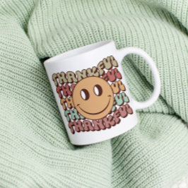 Caneca De Café Retro Obrigado Emoji Mug, Queda Família de Ação de