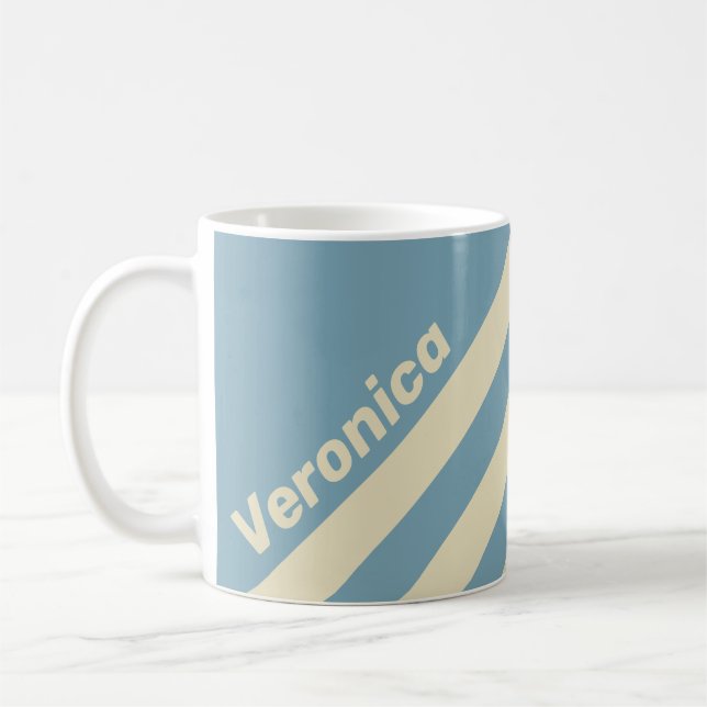 Caneca De Café Retro Oceano Três Listras com Nome (Esquerda)